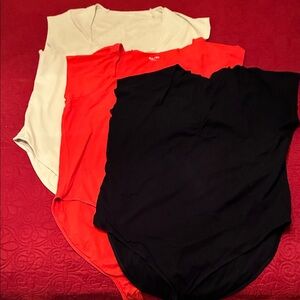 Women's Old Navy Body Suits - set of 3-Black, Red, Cream, size 3x